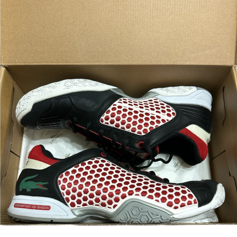 193. Lacoste Black And Red Sneakers Sporty Design View 2
